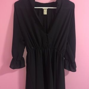 H&M Black Half Button Up Dress
